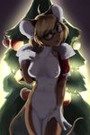  2017 anthro blonde_hair blush breasts brown_eyes brown_fur christmas colored cute decorations detailed_background digital_drawing_(artwork) digital_media_(artwork) drawing eyewear female fur glasses hair holidays horny_(disambiguation) lights looking_at_viewer mammal mouse multicolored_fur new_year nipples nude open_mouth partially_naked ponni pussy rodent shaded smile solo standing teasing tree two_tone_fur white_fur wunderknodel 