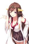  asian_clothes cleavage kantai_collection kongou_(kancolle) mosquito_coils 