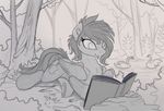  avian bird book cutie_mark equine eyelashes fan_character forest fur hair hooves mammal my_little_pony nude outside pegasus reading smile swan tree wings yakovlev-vad 