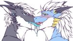  anthro dragon duo french_kissing horn kemono kissing male male/male saliva scalie tongue yin_fish 