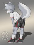  balls canine clothing cub footwear male mammal rubber shiny shoes shorts tobby tobby_wolf uniform wolf young 