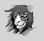  ambiguous_gender anthro feline fur hair julicat mammal monochrome smile solo tiger 