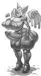  2017 anthro areola balls bat big_breasts breasts crossgender dickgirl erect_nipples erection huge_breasts intersex mammal nipple_piercing nipples penis piercing rouge_the_bat snao solo sonic_(series) wings 