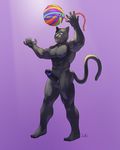  anthro ball beach_ball cock_ring erection feline humanoid_penis julicat male mammal muscular nude penis solo standing 