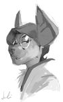  anthro bat clothed clothing eyewear fangs glasses julicat looking_at_viewer male mammal monochrome smile solo teeth 