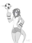  anthro ball clothed clothing feline girly julicat lion looking_at_viewer male mammal monochrome smile soccer_ball solo standing topless wide_hips 