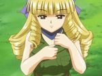  1girl animated animated_gif blonde_hair breasts drill_hair honoo_no_haramase large_breasts long_hair nipples ryugasaki_reika solo undressing 