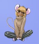  anthro clothed clothing eyewear female glasses julicat looking_at_viewer mammal mouse rodent simple_background sitting smile solo 
