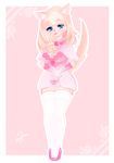  anthro big_breasts blue_eyes blush breasts butt cat clothed clothing feline female footwear fur hair high_heels irisu_(nenerhea) legwear lingerie makeup mammal masturbation nenerhea partially_clothed penetration pink_fur pink_hair pussy pussy_juice ribbons sex_toy shoes stockings thick_thighs vaginal vaginal_penetration wet 