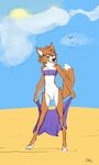  animal_genitalia anthro balls beach bottomless canine clothed clothing julicat male mammal outside seaside sheath solo standing wide_hips 