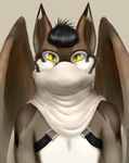  2016 anthro black_hair brown_fur canine clothed clothing digital_media_(artwork) feathered_wings feathers front_view fur hair hi_res looking_at_viewer male mammal ranthead simple_background solo white_fur wings wolf yellow_eyes 