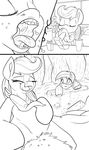  2016 applejack_(mlp) big_macintosh_(mlp) black_and_white brother brother_and_sister earth_pony equine eyes_closed female feral freckles friendship_is_magic hair hi_res hooves horse mammal micro monochrome my_little_pony open_mouth pony ponythroat sibling sister teeth vore 