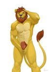  anthro balls erection feline humanoid_penis julicat lion male mammal mane muscular nude open_mouth penis pubes solo standing uncut 