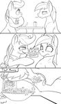  2016 applejack_(mlp) big_macintosh_(mlp) black_and_white brother brother_and_sister cutie_mark dialogue earth_pony english_text equine eye_contact female feral freckles friendship_is_magic hair hi_res horse mammal micro monochrome my_little_pony pony ponythroat saliva sibling sister text tongue tongue_out vore 