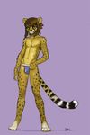  anthro bulge cheetah clothing feline fur hair julicat looking_at_viewer male mammal navel solo spots standing underwear 