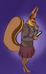  ambiguous_gender anthro clothed clothing eyewear glasses ipad julicat mammal rodent simple_background sketch solo squirrel standing 