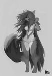  anthro breasts feline female julicat looking_at_viewer mammal monochrome nude pussy slightly_chubby solo standing wide_hips 