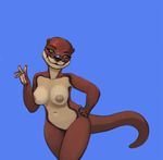 anthro breasts female julicat looking_at_viewer mammal mustelid nipples nude otter overweight smile solo standing wide_hips 