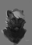  ambiguous_gender anthro feline fur hair julicat lion looking_at_viewer mammal monochrome simple_background solo 