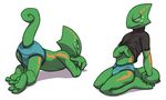  2015 anthro bulge clothed clothing digital_media_(artwork) flookz leon_powalski lizard looking_at_viewer looking_back male multiple_poses nintendo pose presenting reptile scalie simple_background smile solo star_fox underwear video_games white_background 