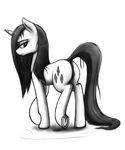  2017 anearbyanimal anus bedroom_eyes butt cutie_mark equine female feral friendship_is_magic fur greyscale hair half-closed_eyes horn looking_back mammal monochrome my_little_pony pussy rarity_(mlp) seductive simple_background smile solo unicorn unicorn_horn wet_hair white_background 