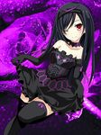  1girl breasts dress elbow_gloves gore_magala long_hair monster_hunter personification red_eyes thighhighs wink 