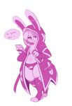  &lt;3 &lt;3_eyes 2017 anthro bra breasts clothed clothing coat dialogue digital_media_(artwork) ear_piercing english_text female fingerless_gloves gloves hair half-closed_eyes hi_res holding_object hood lagomorph legwear mammal mangneto panties phone piercing rabbit simple_background slightly_chubby smile solo speech_bubble stockings tattoo text tongue tongue_out underwear white_background 