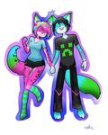  anthro clothed clothing duo feline female hand_holding male male/female mammal open_mouth smile standing tweedabop 