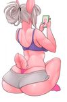  anthro bra clothed clothing female lagomorph mammal overweight panties phone rabbit selfie sitting solo tweedabop underwear 