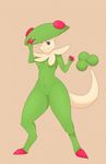  2016 anthro anthrofied blue_eyes breasts breloom claws featureless_breasts featureless_crotch female flora_fauna fur gomegapokemon green_fur nintendo nude one_eye_closed plant pok&eacute;mon pok&eacute;morph red_claws solo toe_claws video_games wink 