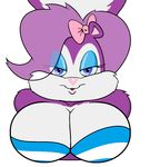  anthro big_breasts bikini bikini_top blue_eyes breasts clothing female fifi_la_fume fur lil_scooter56 looking_at_viewer mammal purple_fur simple_background skunk smile solo swimsuit tiny_toon_adventures warner_brothers 