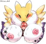  artist_request breasts digimon fellatio furry green_eyes nipples paizuri renamon tongue uncensored 