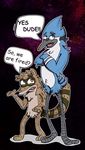  cartoon_network mammal mordecai_(regular_show) nevan_vedie raccoon regular_show rigby_(regular_show) 