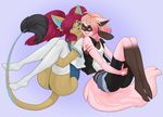  anthro canine clothed clothing duo female hair legwear lucario mammal nintendo open_mouth pok&eacute;mon smile thick_thighs thigh_highs tweedabop video_games 