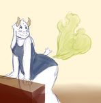  big_breasts blush boss_monster breasts caprine clothed clothing fakerface45 fart fart_cloud fart_fetish female fur goat horn long_ears mammal mature_female monster mother parent thick_thighs toriel tuft undertale video_games white_fur wide_hips 