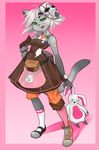  anthro clothed clothing feline female looking_at_viewer mammal mask open_mouth plushie smile solo tweedabop 