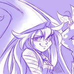  2017 anthro arthropod butterfly clothed clothing duo female hat humanoid insect league_of_legends looking_at_viewer lulu_(lol) monochrome plagueofgripes purple_and_white purple_background simple_background sitting smile video_games yordle 