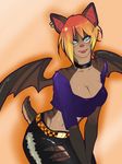  anthro bat breasts clothed clothing ear_piercing female looking_at_viewer mammal navel piercing solo tweedabop wings 
