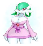  big_breasts breasts cactuscacti cleavage clothed clothing female gardevoir huge_breasts looking_at_viewer nintendo open_mouth pok&eacute;mon simple_background solo video_games wide_hips 