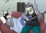  blush canine croiyan dog duo fox guitar husky ill inside kouya_(morenatsu) male male/male mammal morenatsu musical_instrument romantic_couple sirus slice_of_life sofa wmruckwr 