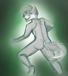  anthro butt canine fur hair looking_at_viewer male mammal nude open_mouth sketch smile snowyzi solo 
