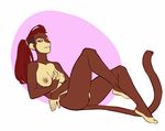  anthro breasts faint female hair looking_at_viewer mammal monkey nipples nude primate smile solo 