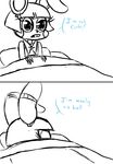  2016 animatronic anthro bed bow_tie buckteeth comic cute dialogue english_text five_nights_at_freddy&#039;s five_nights_at_freddy&#039;s_2 inkyfrog lagomorph lying machine male mammal on_bed on_side rabbit restricted_palette robot simple_background solo teeth text toy_bonnie_(fnaf) under_covers video_games white_background 