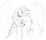  2004 anthro avian beak bite blush cum dragon duo erection gryphon male male/male nipples penis salamander_(artist) 