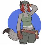  anthro canine clothed clothing faint female fur hair hat looking_at_viewer mammal smile solo standing 