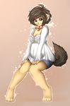  anthro ashleyzombie clothed clothing collar feline female fur hair looking_at_viewer mammal overweight smile solo 
