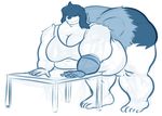  anthro breasts canine clothed clothing female mammal obese overweight sketch smile solo standing waltz 