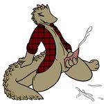  aliasing animal_genitalia animal_penis anthro clothed clothing cum digital_media_(artwork) flannel kneeling lizard lizard_(trout) male masturbation nude orgasm penis reptile scalie shirt simple_background smile solo trout_(artist) western_fence_lizard 