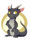  chibi dragon feral horn looking_at_viewer male nude simple_background smile snowyzi solo 