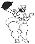  anthro bulge feline lion looking_at_viewer male mammal monochrome overweight smile solo standing thick_thighs waltz 